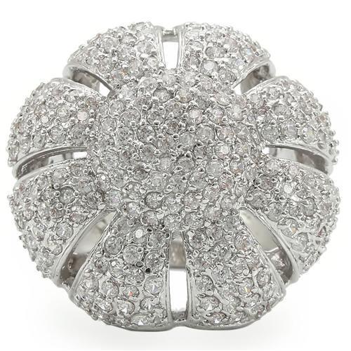 Rhodium Brass Ring with AAA Grade CZ  in Clear