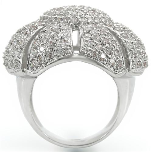 Rhodium Brass Ring with AAA Grade CZ  in Clear