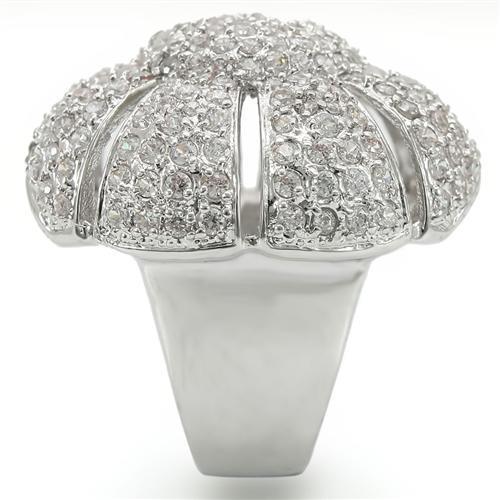 Rhodium Brass Ring with AAA Grade CZ  in Clear