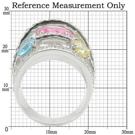 Rhodium Brass Ring with AAA Grade CZ  in Rose