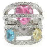 Rhodium Brass Ring with AAA Grade CZ  in Rose