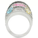 Rhodium Brass Ring with AAA Grade CZ  in Rose