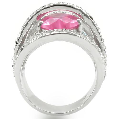 Rhodium Brass Ring with AAA Grade CZ  in Rose