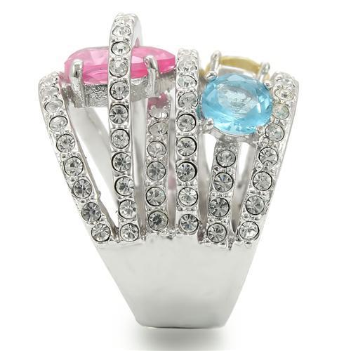 Rhodium Brass Ring with AAA Grade CZ  in Rose