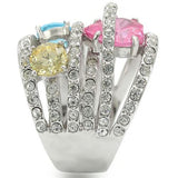 Rhodium Brass Ring with AAA Grade CZ  in Rose
