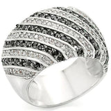 Rhodium + Ruthenium Brass Ring with AAA Grade CZ  in Jet