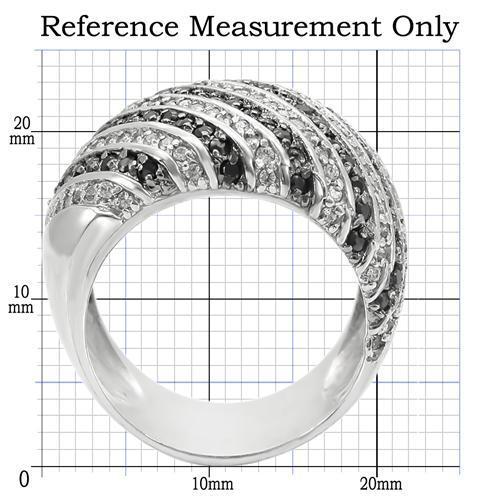 Rhodium + Ruthenium Brass Ring with AAA Grade CZ  in Jet