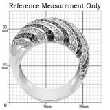 Rhodium + Ruthenium Brass Ring with AAA Grade CZ  in Jet