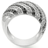 Rhodium + Ruthenium Brass Ring with AAA Grade CZ  in Jet