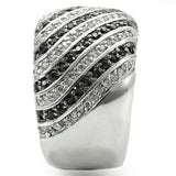 Rhodium + Ruthenium Brass Ring with AAA Grade CZ  in Jet