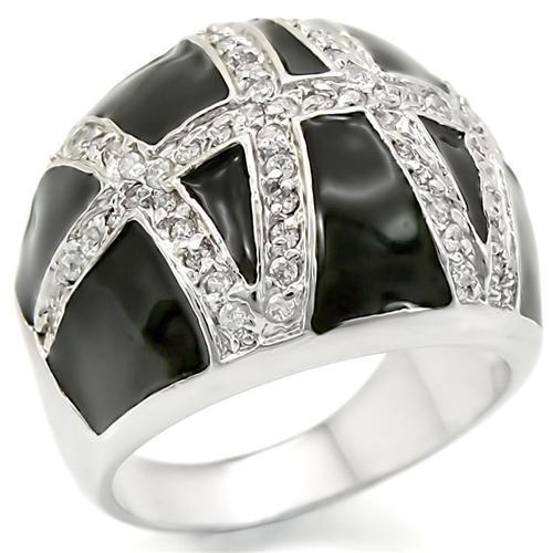 Rhodium Brass Ring with AAA Grade CZ  in Clear