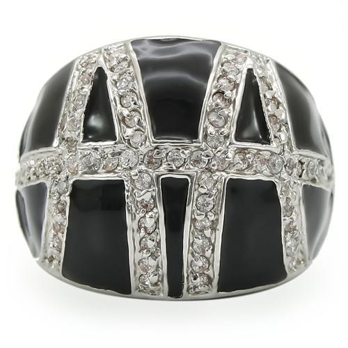 Rhodium Brass Ring with AAA Grade CZ  in Clear