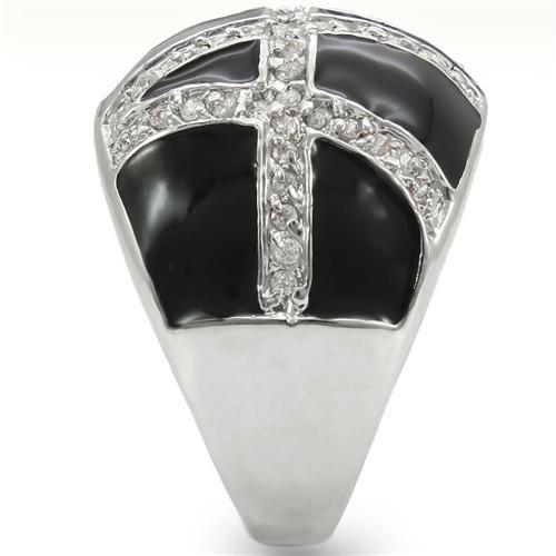 Rhodium Brass Ring with AAA Grade CZ  in Clear
