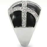 Rhodium Brass Ring with AAA Grade CZ  in Clear