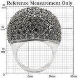 Rhodium + Ruthenium Brass Ring with AAA Grade CZ  in Jet