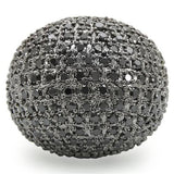 Rhodium + Ruthenium Brass Ring with AAA Grade CZ  in Jet