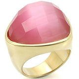 Gold Brass Ring with Semi-Precious Cat Eye in Light Rose