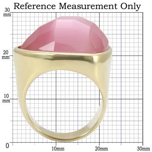Gold Brass Ring with Semi-Precious Cat Eye in Light Rose