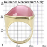 Gold Brass Ring with Semi-Precious Cat Eye in Light Rose