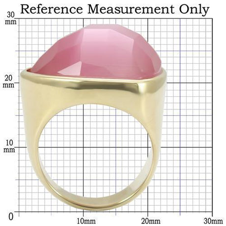 Gold Brass Ring with Semi-Precious Cat Eye in Light Rose