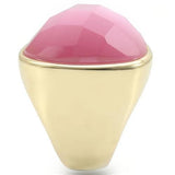 Gold Brass Ring with Semi-Precious Cat Eye in Light Rose