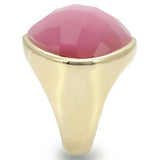 Gold Brass Ring with Semi-Precious Cat Eye in Light Rose
