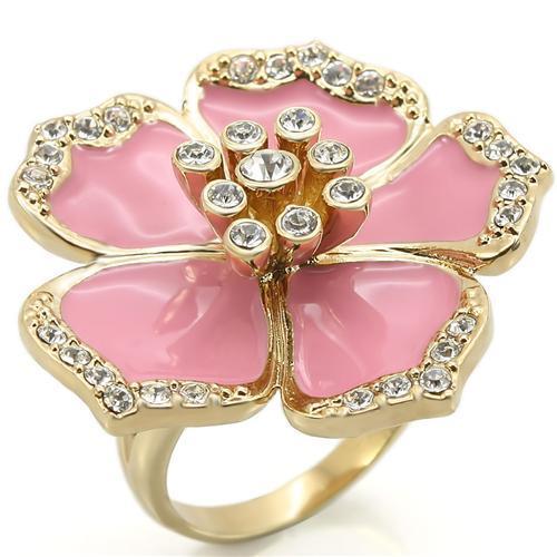 Gold Brass Ring with Top Grade Crystal  in Clear