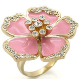 Gold Brass Ring with Top Grade Crystal  in Clear
