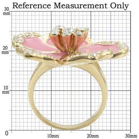 Gold Brass Ring with Top Grade Crystal  in Clear