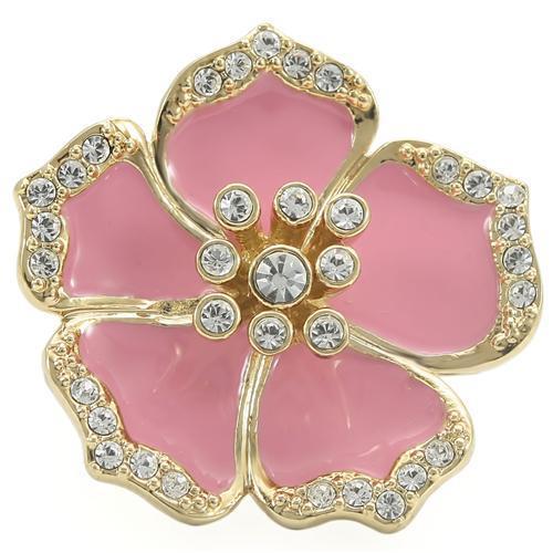 Gold Brass Ring with Top Grade Crystal  in Clear