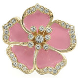 Gold Brass Ring with Top Grade Crystal  in Clear