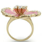 Gold Brass Ring with Top Grade Crystal  in Clear