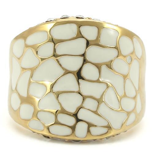 Gold Brass Ring with Top Grade Crystal  in Clear