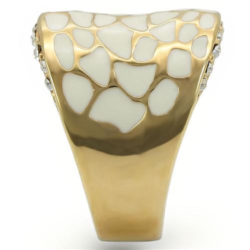 Gold Brass Ring with Top Grade Crystal  in Clear