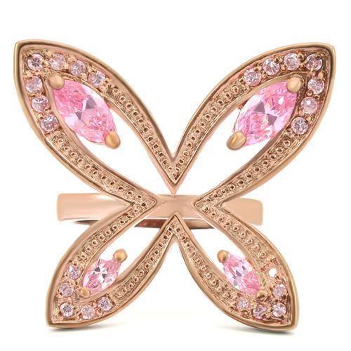 Rose Gold Brass Ring with AAA Grade CZ  in Rose