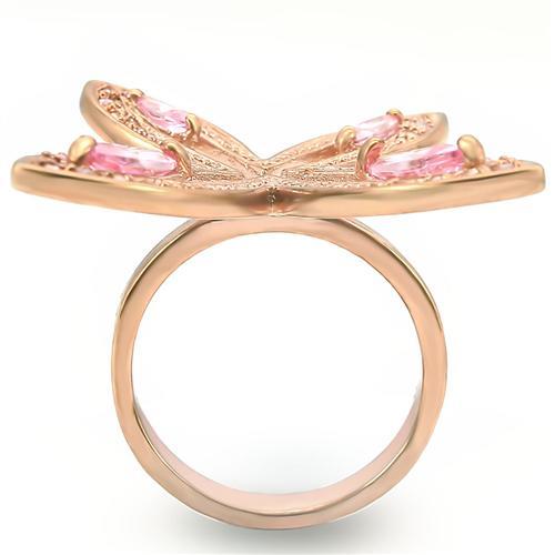 Rose Gold Brass Ring with AAA Grade CZ  in Rose