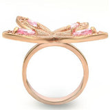 Rose Gold Brass Ring with AAA Grade CZ  in Rose