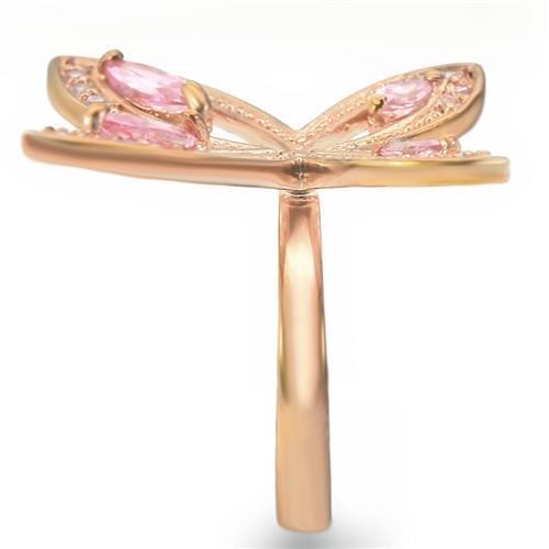 Rose Gold Brass Ring with AAA Grade CZ  in Rose