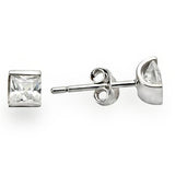 Rhodium 925 Sterling Silver Earrings with AAA Grade CZ  in Clear