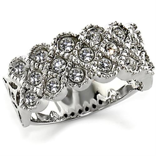 Rhodium Brass Ring with Top Grade Crystal  in Clear