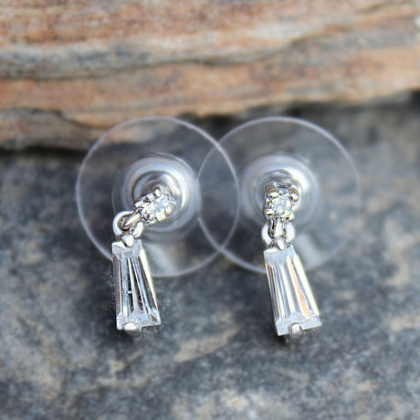 Rhodium Plating Brass Earrings with AAA Grade CZ  in Clear