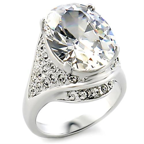 Rhodium Brass Ring with AAA Grade CZ  in Clear