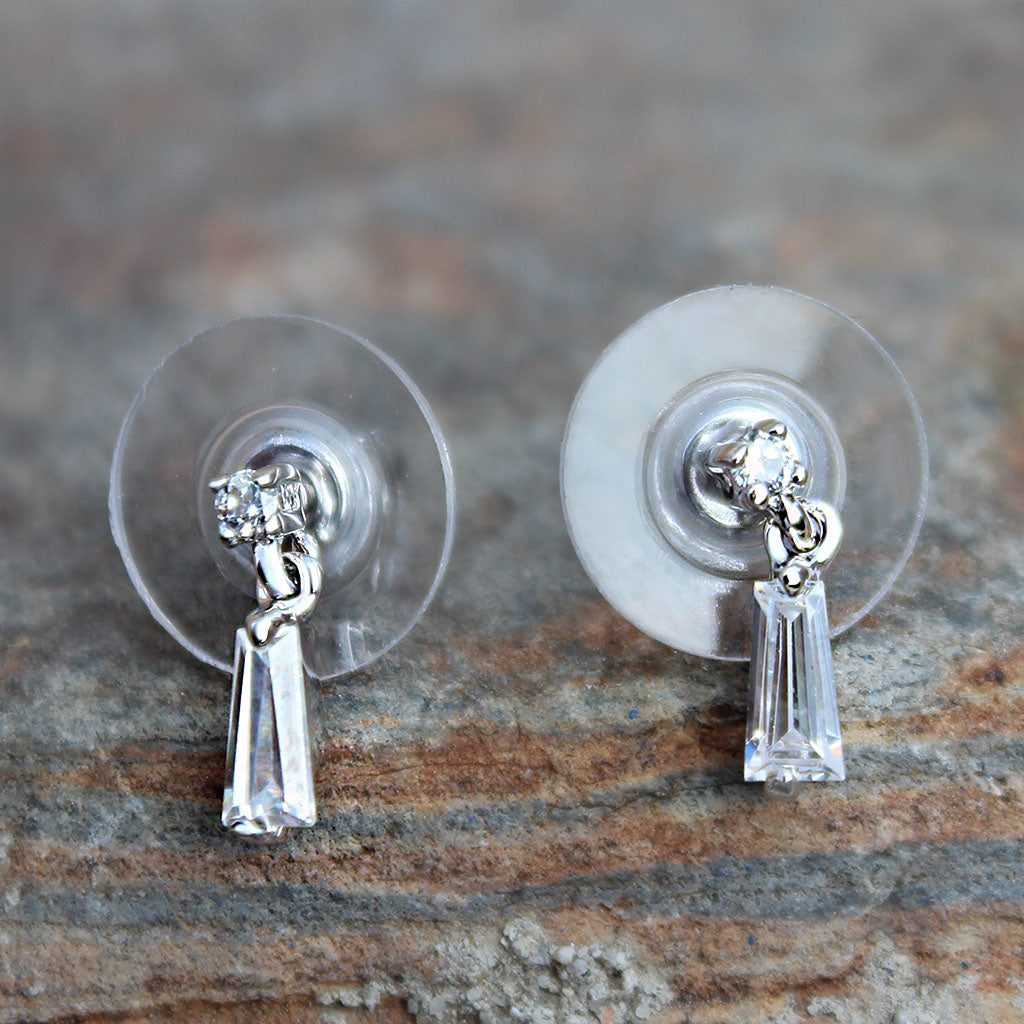 Rhodium Plating Brass Earrings with AAA Grade CZ  in Clear