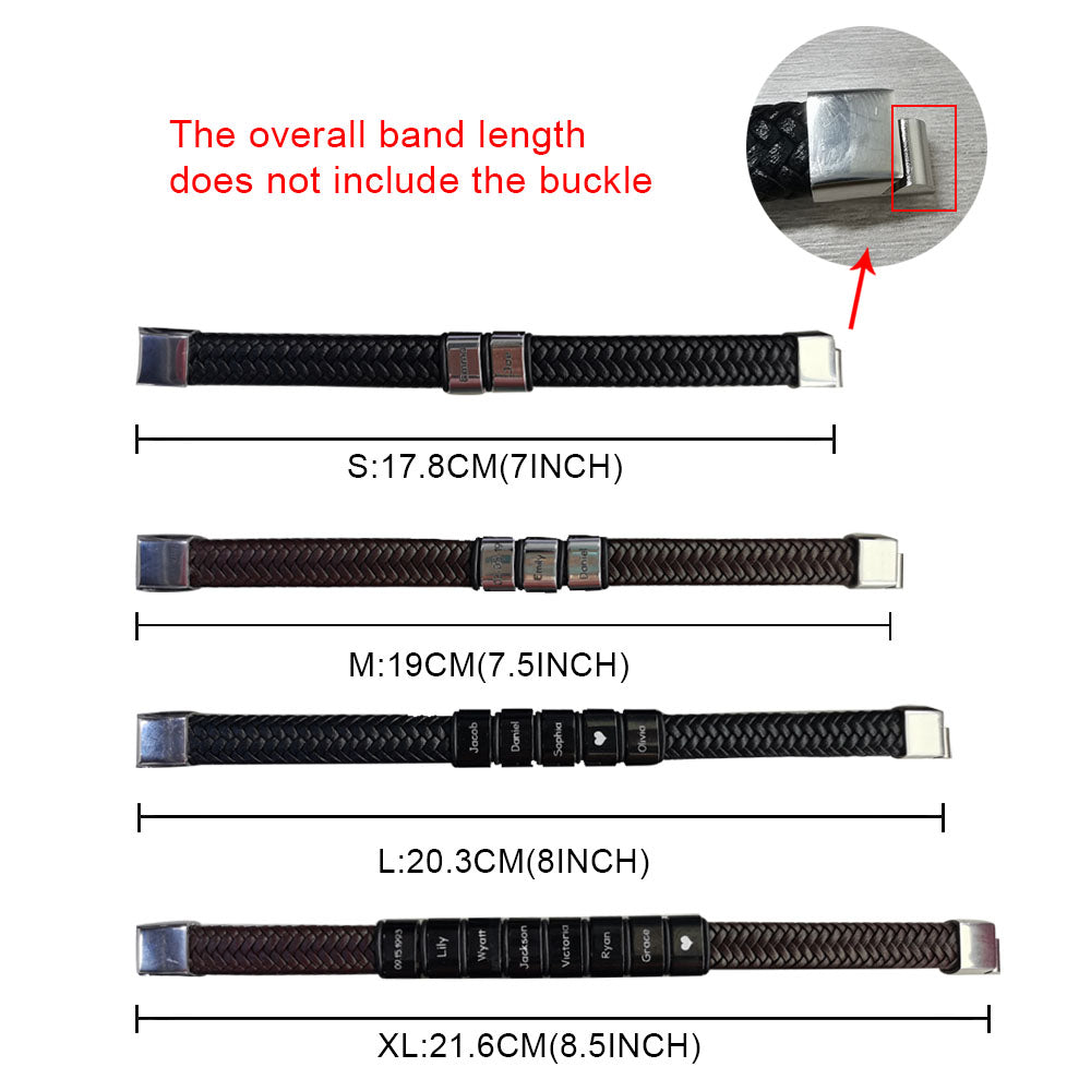 Customizable Beaded Weave Leather Bracelet for Men