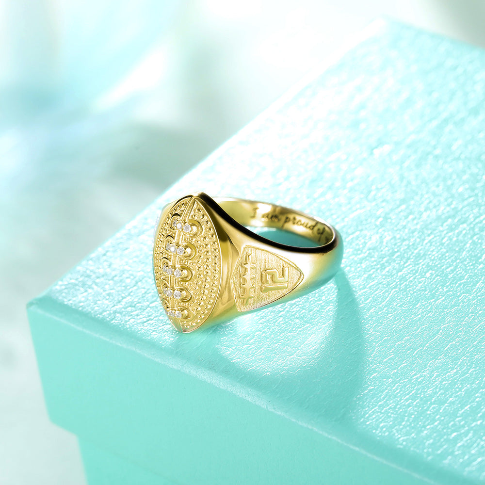 Custom Sterling Silver Baseball Ring with Birthstone & Engraving