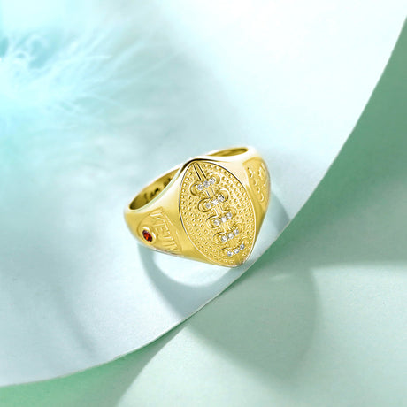 Custom Sterling Silver Baseball Ring with Birthstone & Engraving