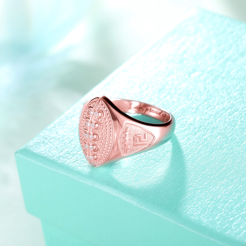 Custom Sterling Silver Baseball Ring with Birthstone & Engraving