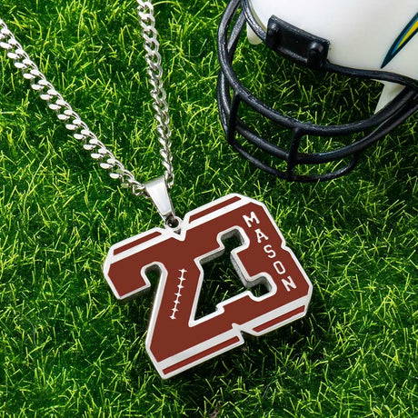 Personalized  Number Football Necklace