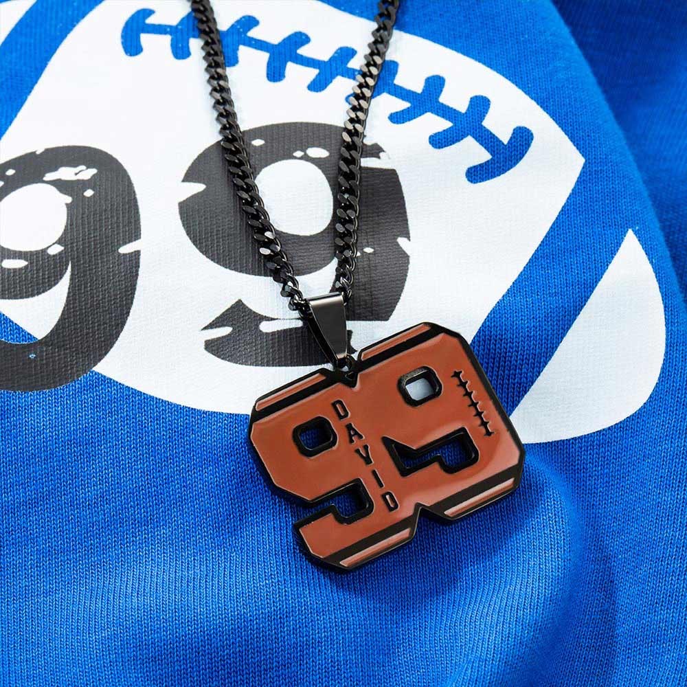 Personalized  Number Football Necklace