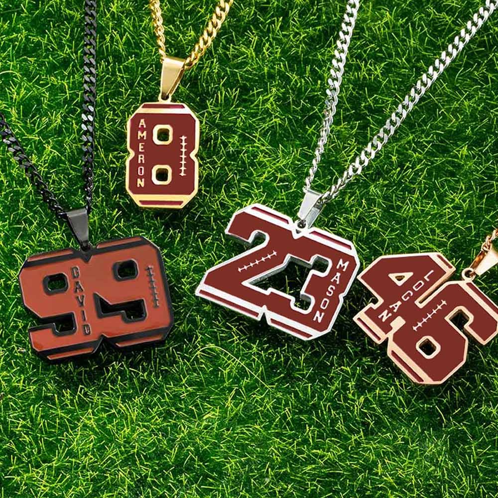 Personalized  Number Football Necklace